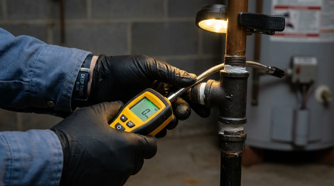 Gas leak detection with electronic sniffer by Johns Plumbing LLC in Waverly